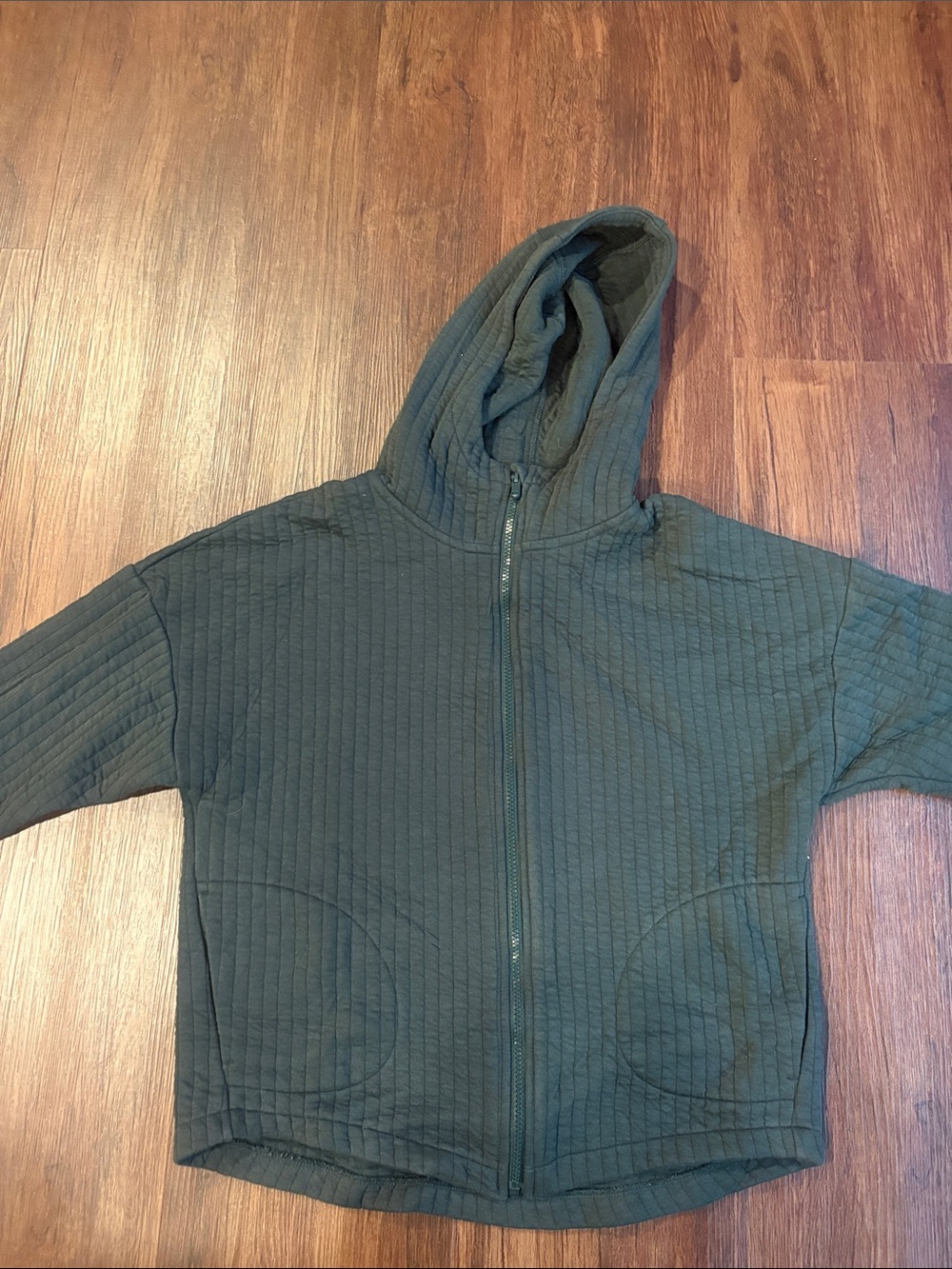 GAP Quilted Hooded Zip-Up Sweater Jacket - Forest Green